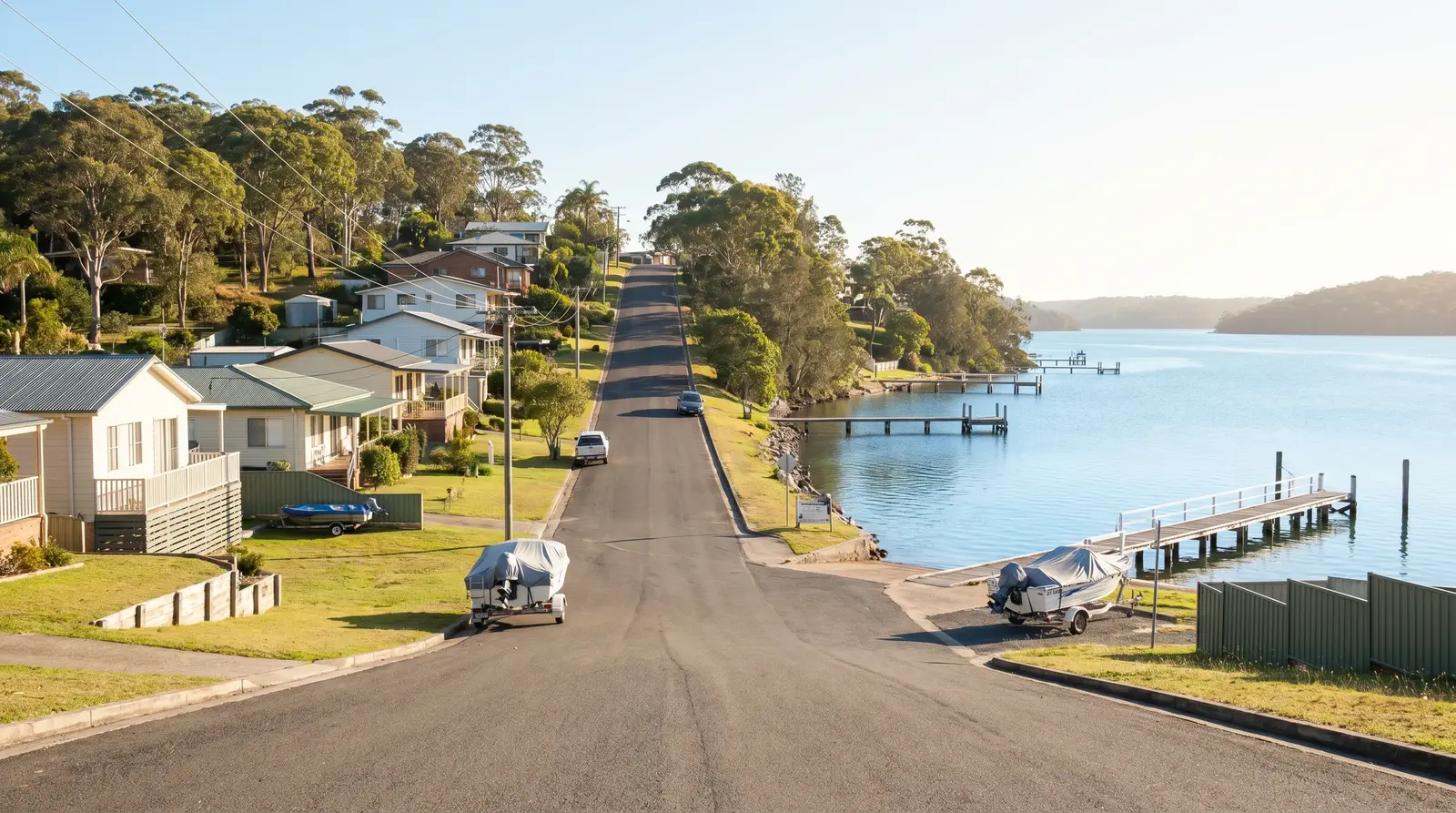 A residential street in Wangi Wangi, showing the typical access for a move here